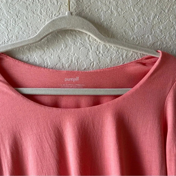 elliptical peach coral loose vacation 3/4 sleeve soft classic spring Lagenlook - Picture 7 of 12